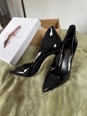 Jessica Simpson Black Patent Pointed Stiletto Pumps